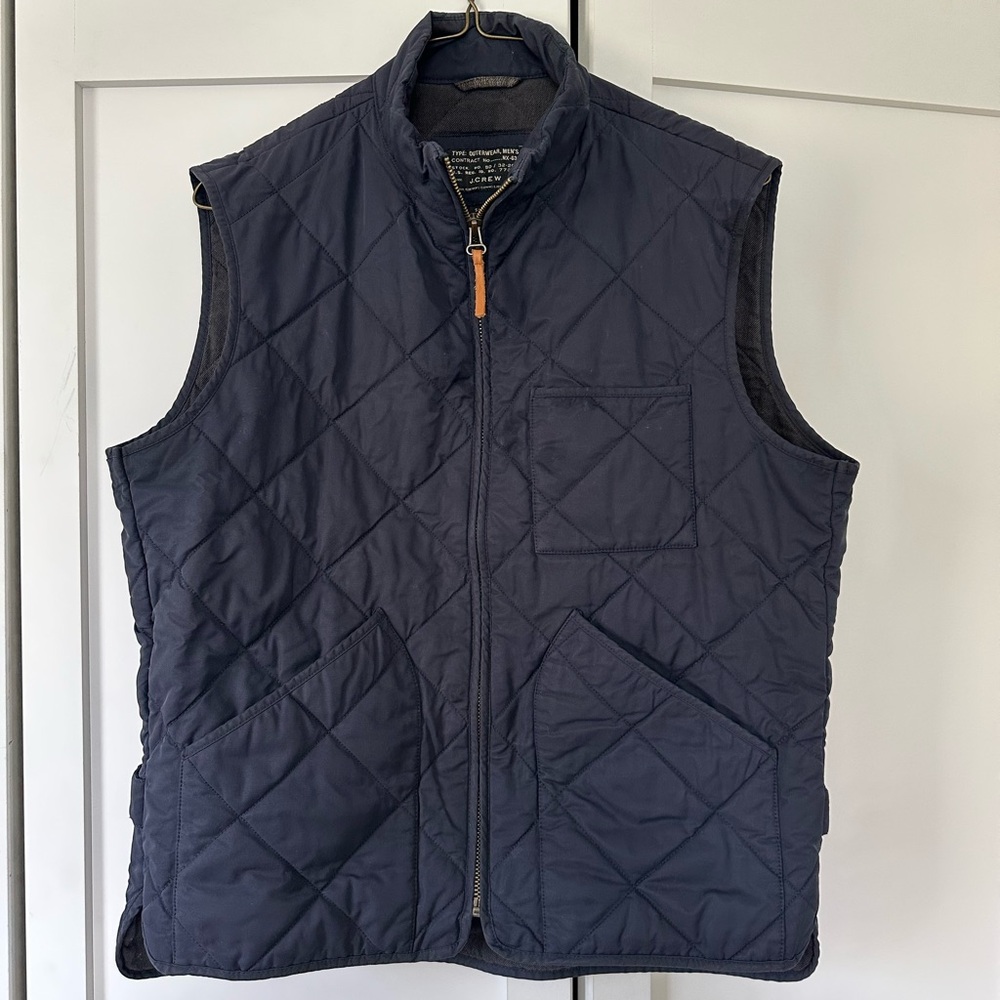 J. Crew Dark Blue Quilted Vest